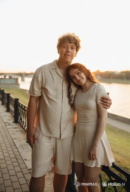 Family Embrace Captured on Phone in Summer Evening Light – AI Generated Video | Hailuo AI