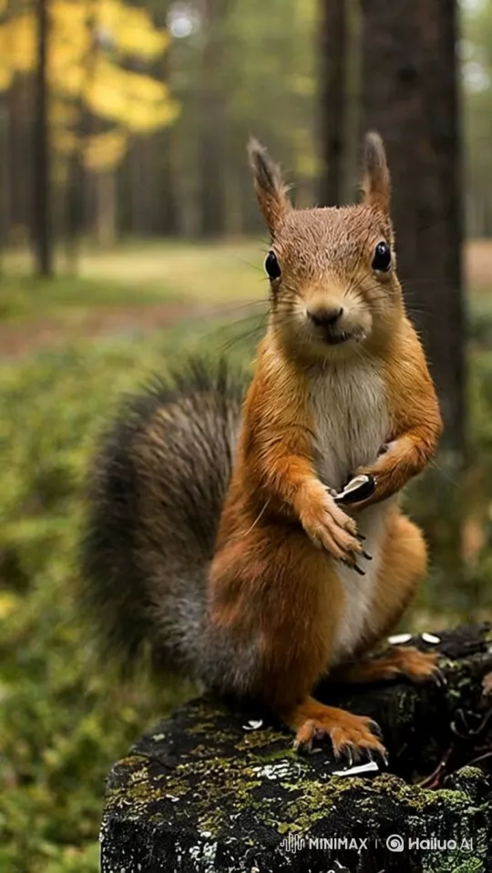 Police Officers Gently Rescue Red Squirrel in Forest – AI Generated Video | Hailuo AI