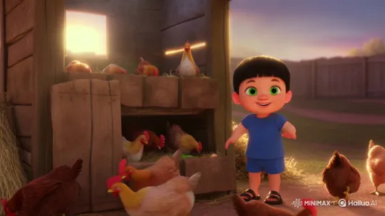 A boy's joyful farm life captured in rustic scenes – AI Generated Video | Hailuo AI