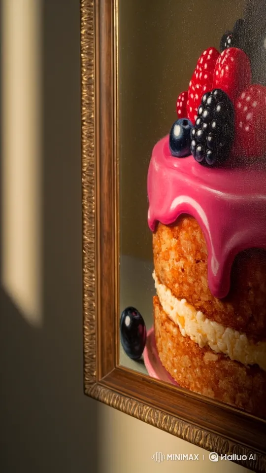 Hyperrealistic Painted Cake Reacts to Being "Scooped – AI Generated Video | Hailuo AI