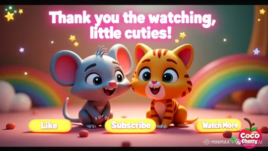 Animated Mouse and Kitten Thank Viewers with Sparkling Animation – AI Generated Video | Hailuo AI