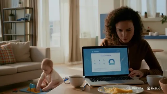 Mother Balances Learning and Childcare at Home – AI Generated Video | Hailuo AI