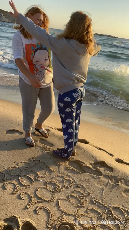Woman and Child Surprised by Police on Beach – AI Generated Video | Hailuo AI