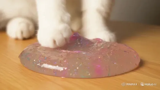 Cat Playing with Slime on Paws – AI Generated Video | Hailuo AI