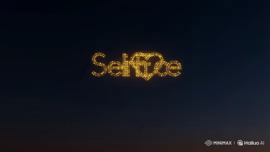 Drones Form 'Selim ❤️ Ece' in Night Sky Display – AI Generated Video | Hailuo AI