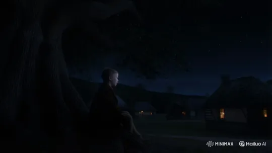 Blind Boy's Melody Revives the Moon in Quiet Village – AI Generated Video | Hailuo AI