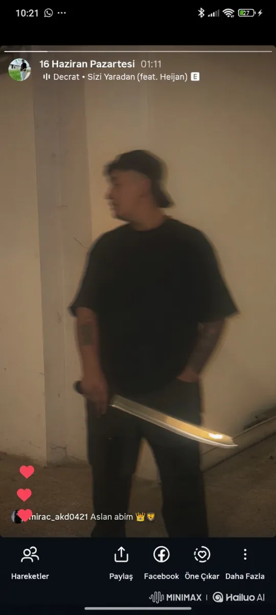 Young Man with Machete in Dimly Lit Room – AI Generated Video | Hailuo AI