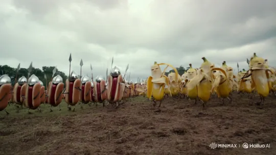 Medieval Hotdog vs Banana Army Epic Battle – AI Generated Video | Hailuo AI