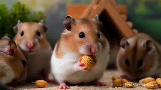 Hamsters Collaboratively Crack and Share Sunflower Seed – AI Generated Video | Hailuo AI