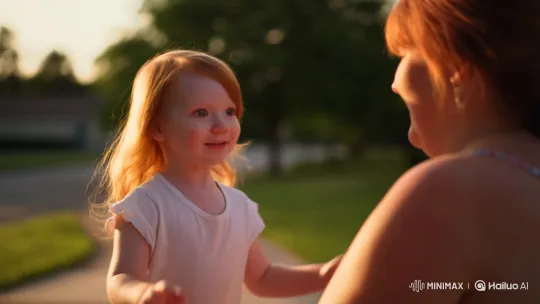 Joyful Redheaded Toddler Hugs Her Mother – AI Generated Video | Hailuo AI