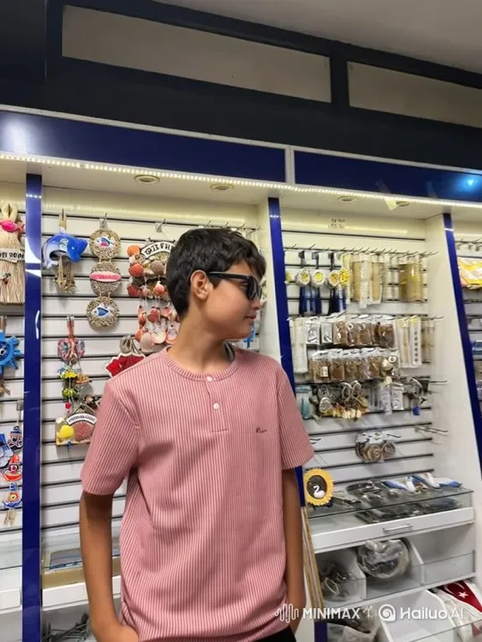 Young Man Detained in Souvenir Shop by Two Officers – AI Generated Video | Hailuo AI
