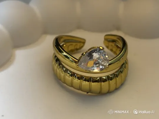 Woman Showcases Elegant Gold Ring with Pear-Shaped Stone – AI Generated Video | Hailuo AI