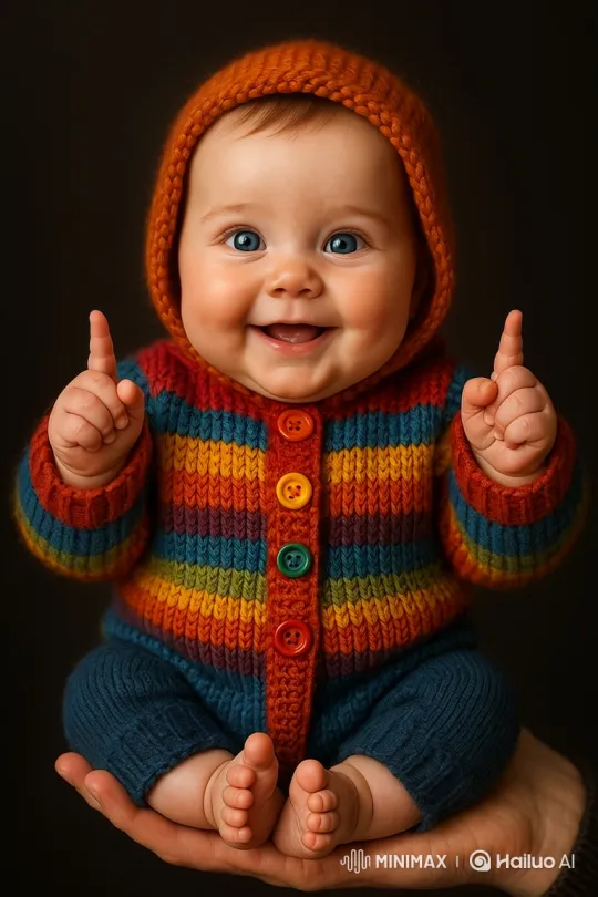 Baby Enjoys Joyful Dance in Adult's Hand – AI Generated Video | Hailuo AI