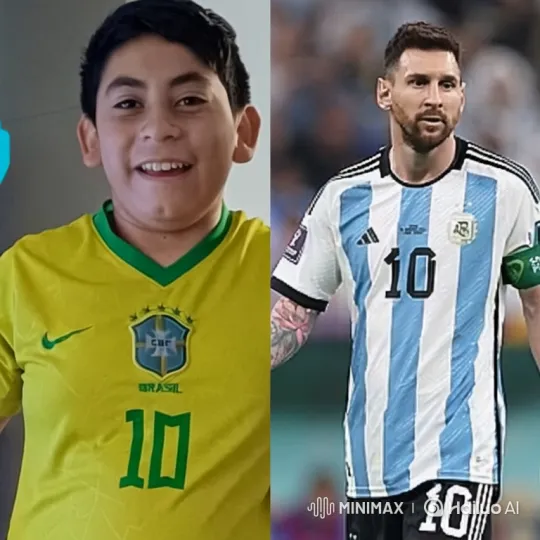 Lionel Messi Embraces Young Brazil Fan in Stadium – AI Generated Video | Hailuo AI