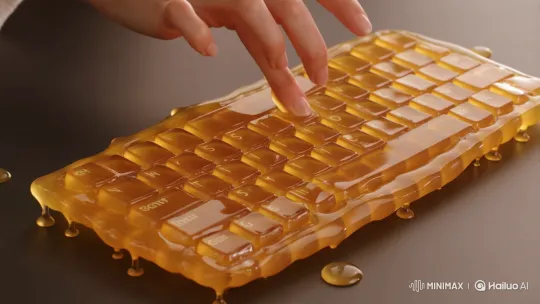 Golden Honey Keyboard ASMR Video – AI Generated Video | Hailuo AI