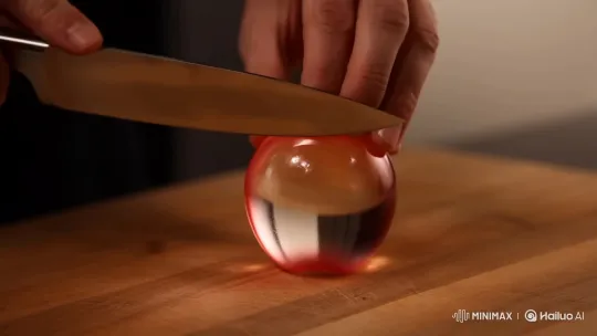 Realistic Cinematic Slicing of a Glass Apple – AI Generated Video | Hailuo AI