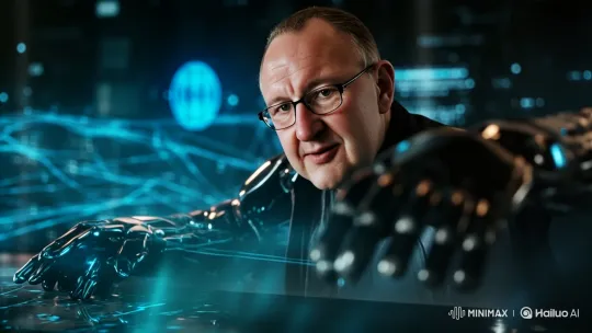 Futuristic Man with Cybernetic Prosthetics in Tech Environment – AI Generated Video | Hailuo AI