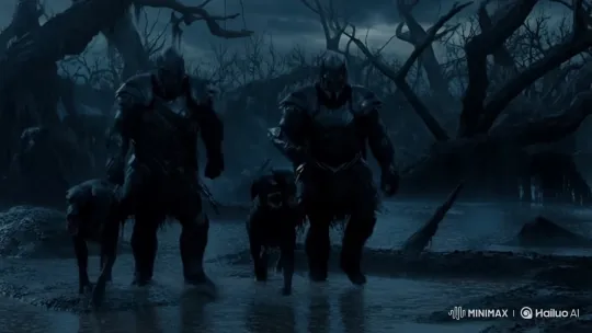 Mordor Orcs Hunt Fugitives in Sinister Swamp Dusk – AI Generated Video | Hailuo AI