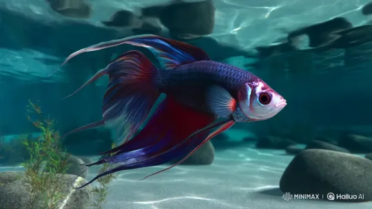 Graceful Betta Fish in Serene Underwater Paradise – AI Generated Video | Hailuo AI