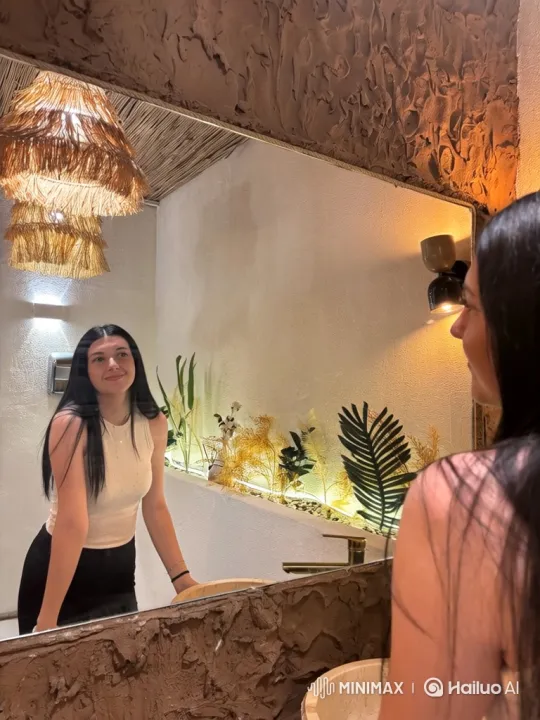 Woman Reflects, Police Arrive, Calm Turns to Alarm – AI Generated Video | Hailuo AI