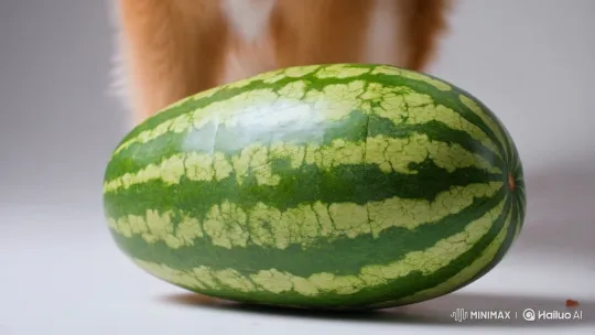 Dog Squashes Watermelon in ASMR Video – AI Generated Video | Hailuo AI