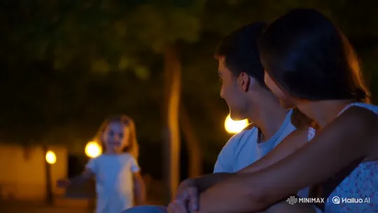 Joyful Family Reunion: Little Girl Hugs Couple – AI Generated Video | Hailuo AI
