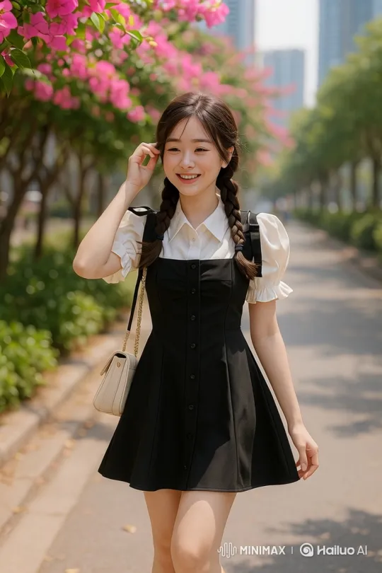 Vietnamese Girl Strolls Through Cherry Blossoms – AI Generated Video | Hailuo AI