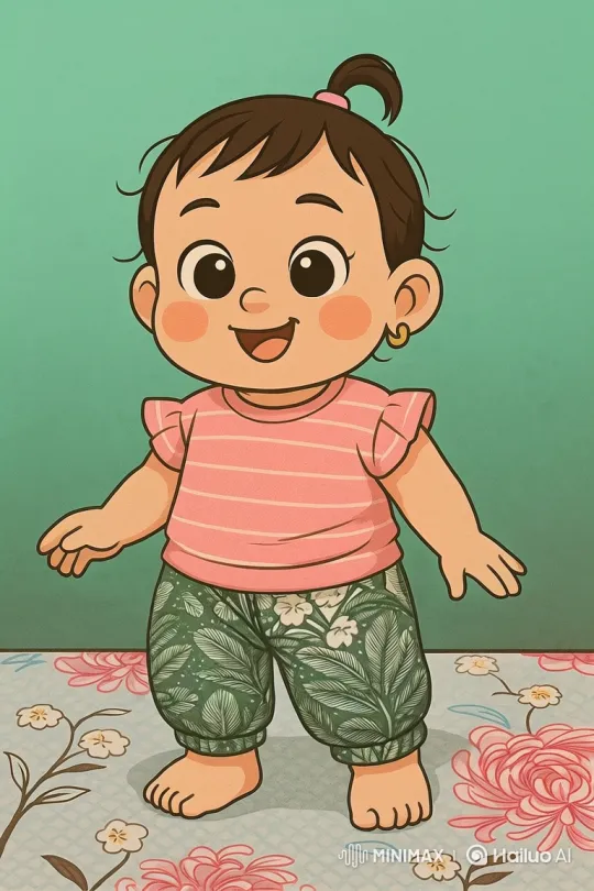 Cheerful Cartoon Baby Girl Dances with Red Satchel – AI Generated Video | Hailuo AI