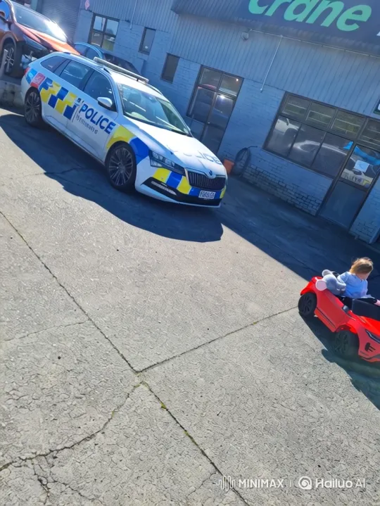Child's Toy Car 'Pulled Over' by Flashing Police Car – AI Generated Video | Hailuo AI