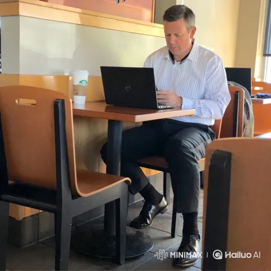 Businessman Experiences Body-Swapping in Cafe – AI Generated Video | Hailuo AI