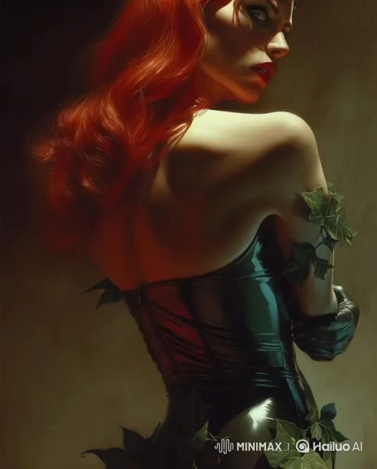 Woman in Green Corset Turns to Camera with Allure – AI Generated Video | Hailuo AI