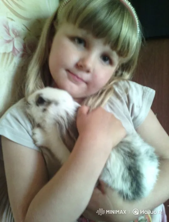 Young Girl Bonds with Her Pet Rabbit – AI Generated Video | Hailuo AI