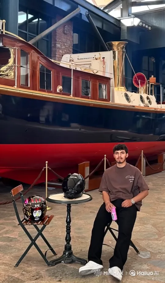 Young Man Surprised by Police in Vintage Boat Hall – AI Generated Video | Hailuo AI