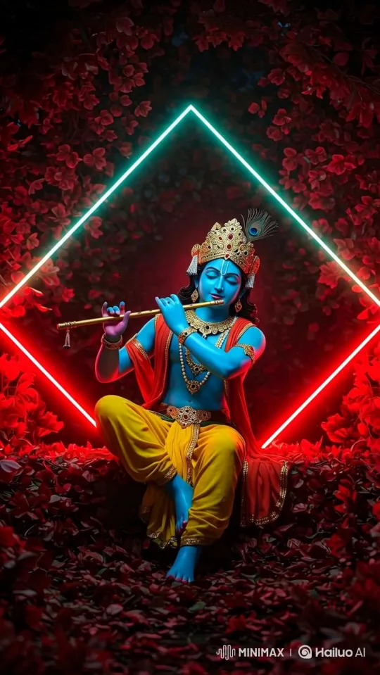 Mystical Blue Deity Playing Silent Flute – AI Generated Video | Hailuo AI
