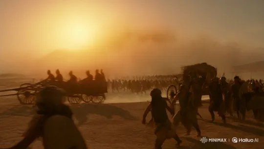 Ancient Indian Warrior in Chaotic Egyptian Desert Battle – AI Generated Video | Hailuo AI