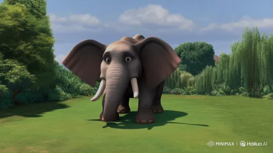 Elephant Launches into Space with Ear Flaps and Gas Blast – AI Generated Video | Hailuo AI