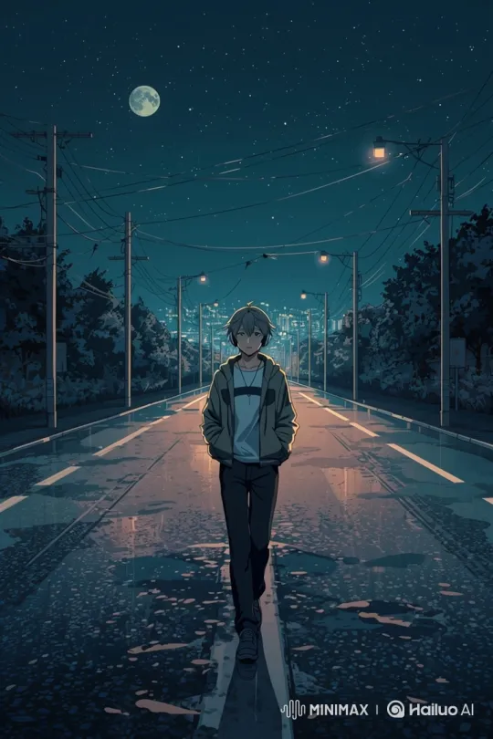 Teen Walking Through Night: Reflections of Solitude and Hope – AI Generated Video | Hailuo AI