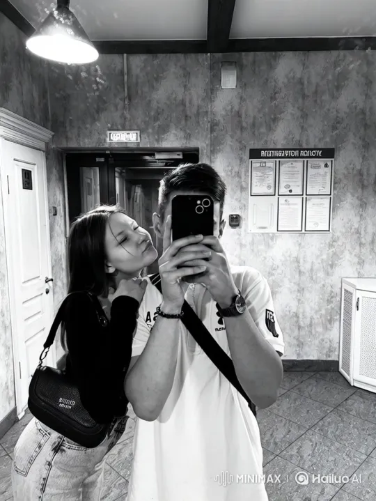 Couple's Mirror Selfie Transforms into Family Portrait with Newborn – AI Generated Video | Hailuo AI