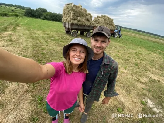 Young Family Embraces in Hayfield – AI Generated Video | Hailuo AI