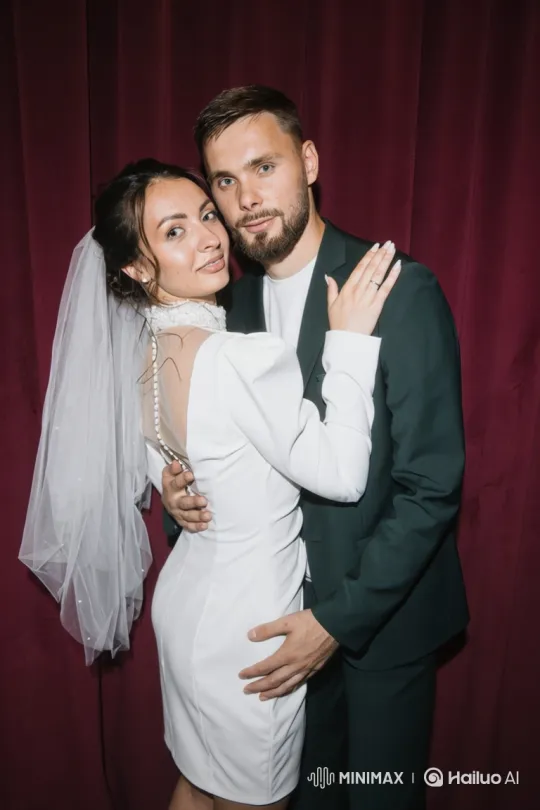 Newly-Wed Couple's Portrait Transforms into Family Moment – AI Generated Video | Hailuo AI