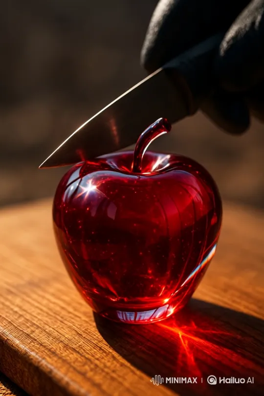 Red Glass Apple: A Study in Light and Stillness – AI Generated Video | Hailuo AI