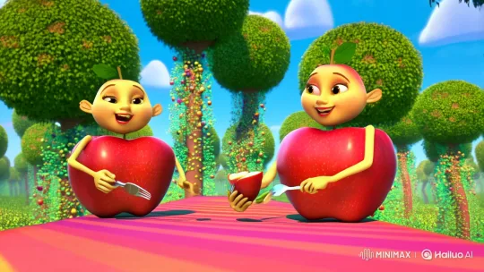 Anthropomorphic Apples Feast in Surreal Orchard – AI Generated Video | Hailuo AI