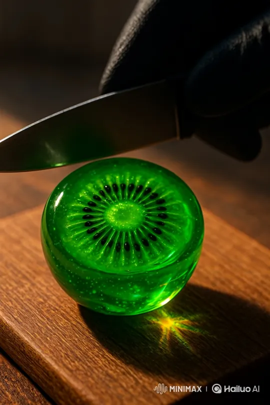 Precision Slicing of a Glowing Green Object – AI Generated Video | Hailuo AI