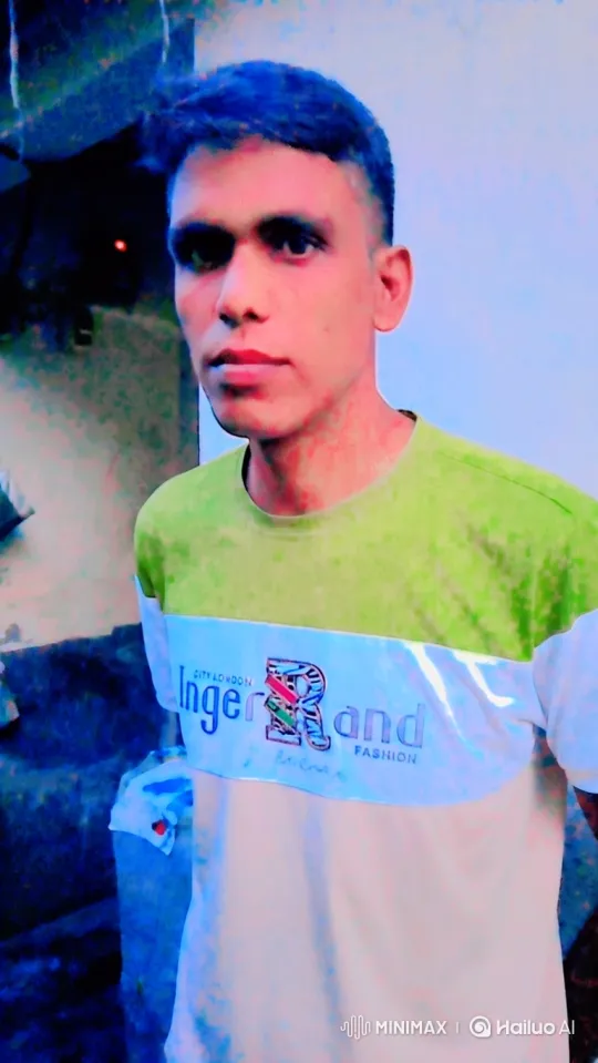 Young Man in Color-Blocked Shirt Under Stylized Lighting – AI Generated Video | Hailuo AI