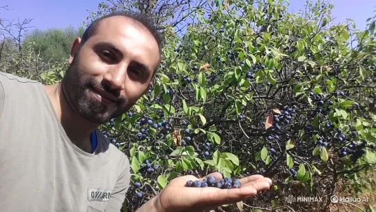 Man Harvests Berries in Sunny Landscape – AI Generated Video | Hailuo AI