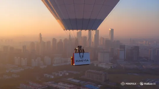 Luxury Hot Air Balloon Over Astana at Golden Hour – AI Generated Video | Hailuo AI