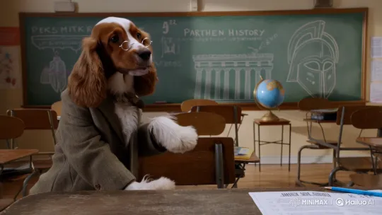 Cocker Spaniel Imparts Greek History as School Teacher – AI Generated Video | Hailuo AI
