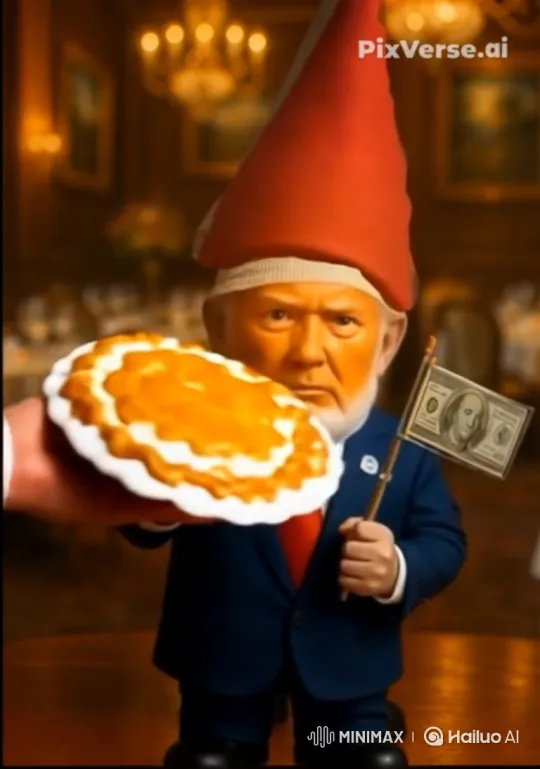 Gnome Figurine Hit by Pie in Opulent Room – AI Generated Video | Hailuo AI