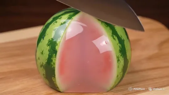 Translucent Watermelon Sliced with Sparkling ASMR Cinematics – AI Generated Video | Hailuo AI