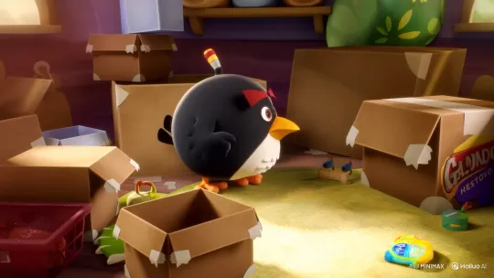 Angry Birds' Bomb Packing for a Move in 3D Animation – AI Generated Video | Hailuo AI